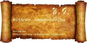 Wittner Immakuláta névjegykártya